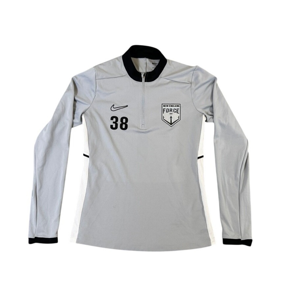 Nike New England Force Soccer Training Top Grey Black Dri-FIT Quarter Women S